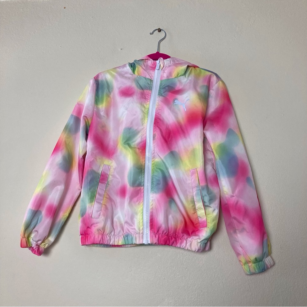 Puma Sz M Kids Girls All Over Print Windbreaker Full Zip